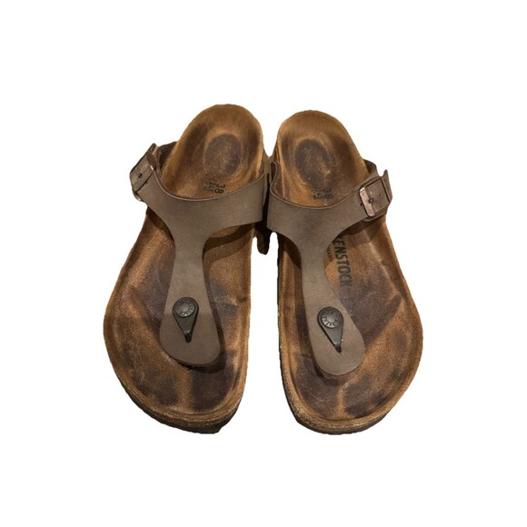 Birkenstock Gizeh 245 Habana Oiled Leather Thong Sandals EU 38 US 7-7.5 EUC - Picture 9 of 16